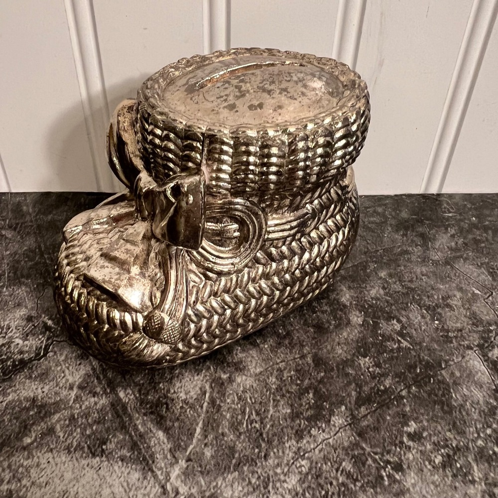 Vintage Silver Toned Baby Bootie Coin Piggy Bank | Leonard Silver